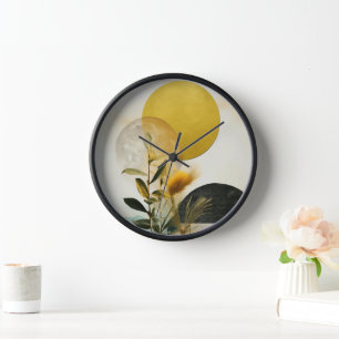 Reloj de pared de ilustración de naturaleza minima