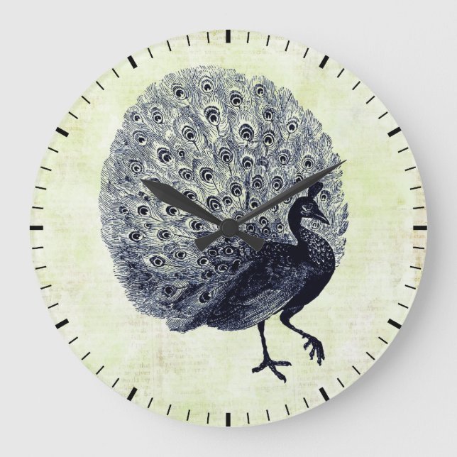 Reloj de pared de Ilustracion de pavo real (Anverso)