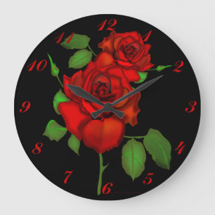 Reloj de pared de Ilustracion rojo Rosa