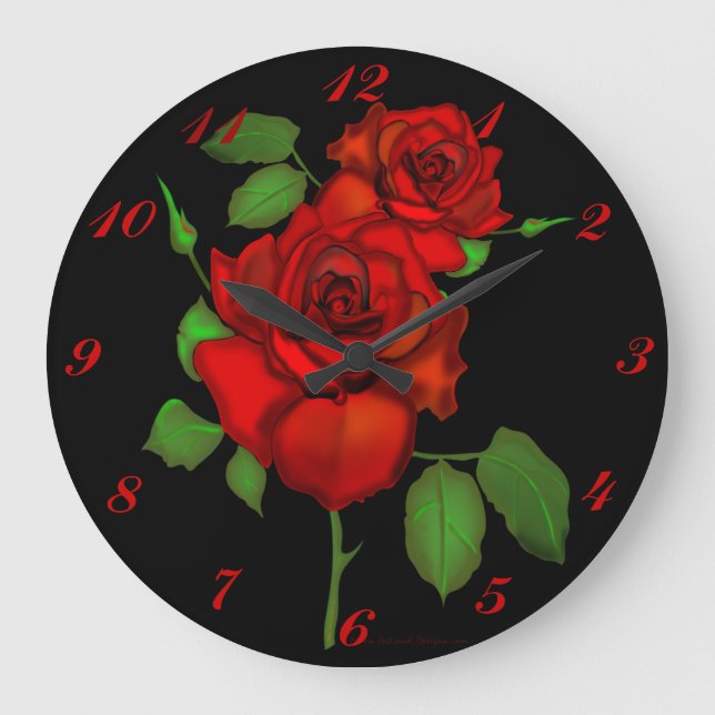 Reloj de pared de Ilustracion rojo Rosa (Anverso)