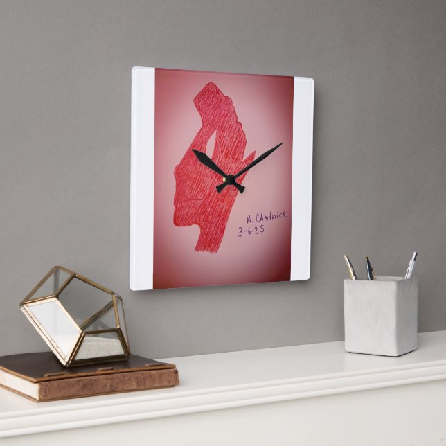 Reloj de pared de imagen roja estática (Oficina)