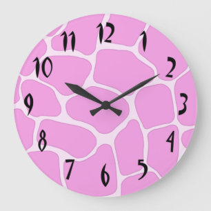 Reloj de pared de impresión de jirafa rosa