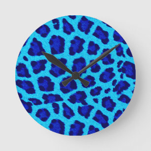 Reloj de pared de impresión de Leopardo Azul brill