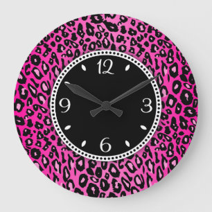 Reloj de pared de impresión de leopardo rosa