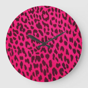Reloj de pared de impresión de leopardo rosa calie