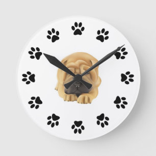 Reloj de pared de impresión Shar Pei Paw