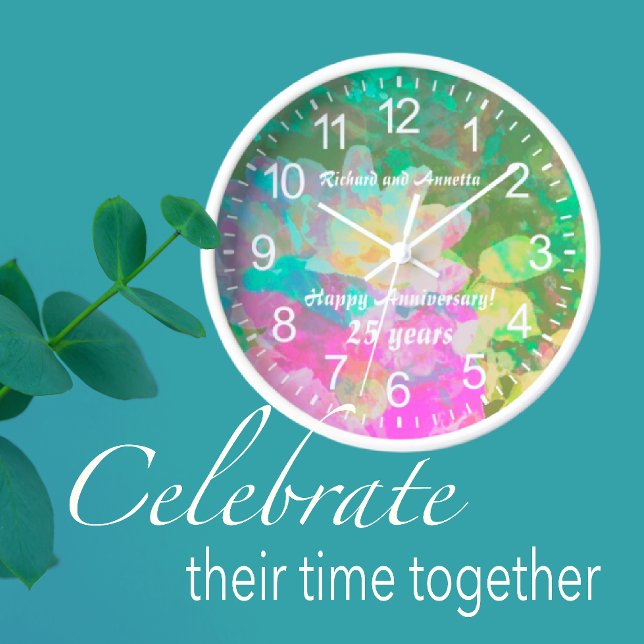 Reloj de pared de jardín de rosas secreto personal (Customize with your own message or names!)