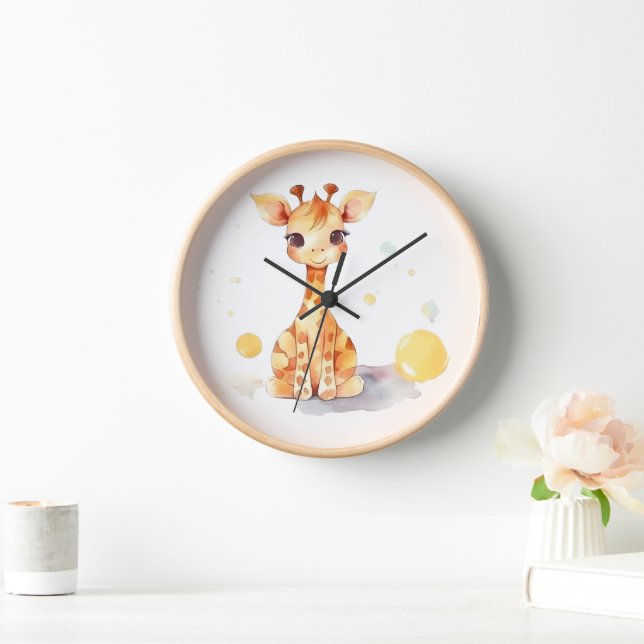 Reloj de pared de jirafa bebé linda (Hogar)