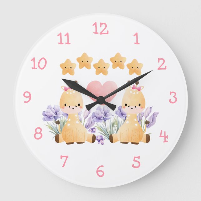 Reloj de pared de jirafa bebé lindo | Somos un dúo (Anverso)