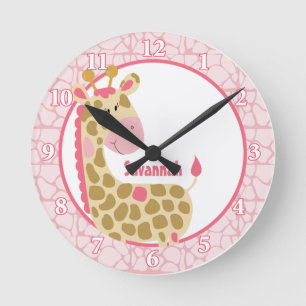 Reloj de pared de jirafa de la jungla (rosado) Aña