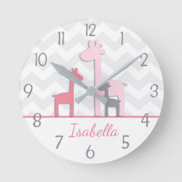 Reloj de pared de jirafa gris rosa