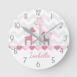 Reloj de pared de jirafa gris rosa