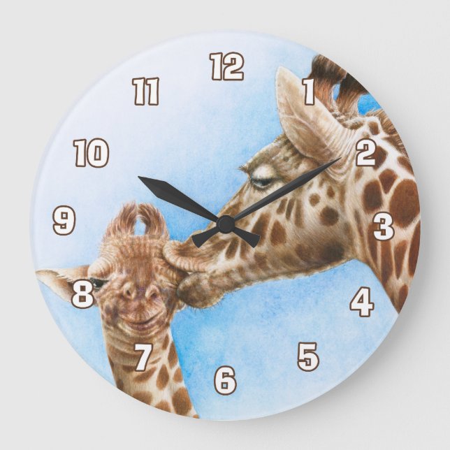 Reloj de pared de jirafa y calf (Anverso)