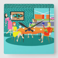 Reloj de pared de juego de cartas para mujeres ret
