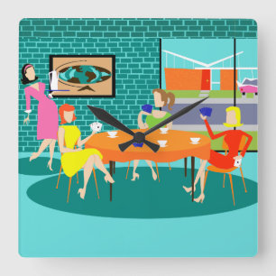 Reloj de pared de juego de cartas para mujeres ret