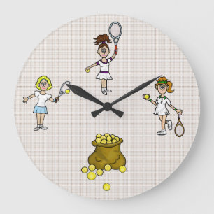 Reloj de pared de jugadoras de tenis
