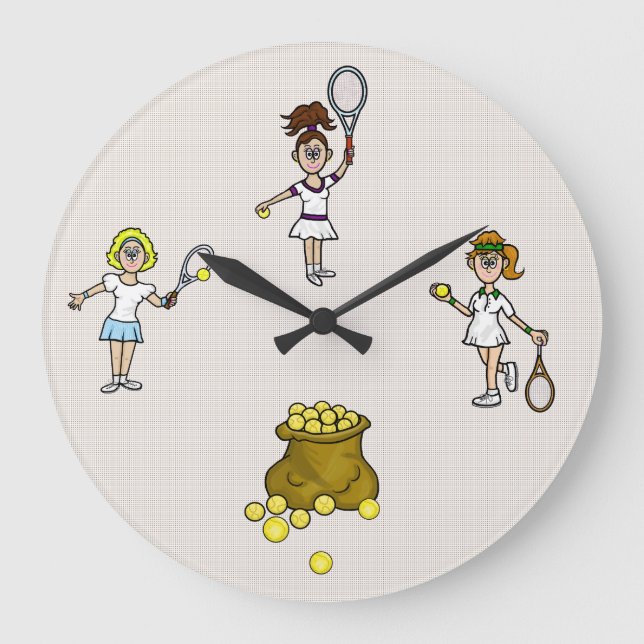 Reloj de pared de jugadoras de tenis (Anverso)