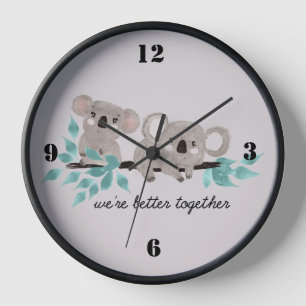 Reloj de pared de koalas bebés