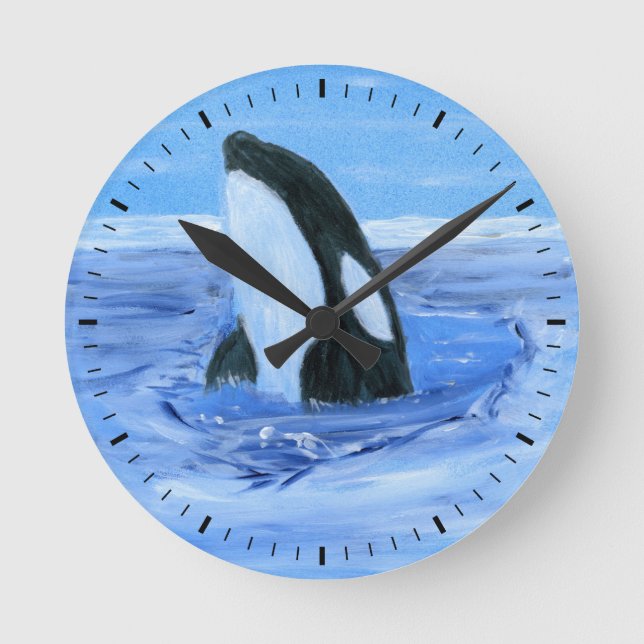 Reloj de pared de la ballena de la orca (Anverso)