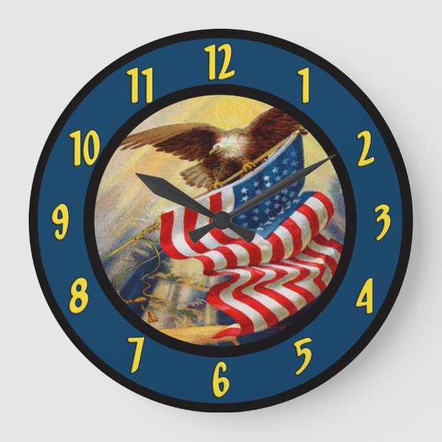 Reloj de pared de la bandera de American Eagle (Anverso)