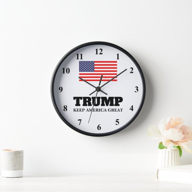 Reloj de pared de la bandera de EE. UU. Donald Tru (Hogar)