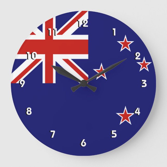 Reloj de pared de la bandera de Nueva Zelanda con  (Anverso)
