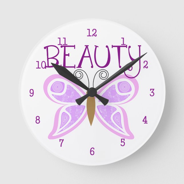 Reloj de pared de la belleza de la mariposa (Anverso)