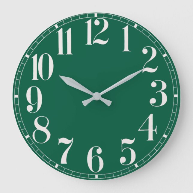 Reloj de pared de la cara blanca y verde oscuro (Anverso)