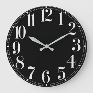 Reloj de pared de la cara negra y blanca