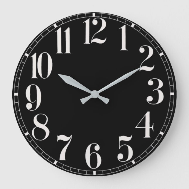 Reloj de pared de la cara negra y blanca (Anverso)
