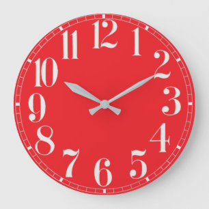 Reloj de pared de la cara roja y blanca