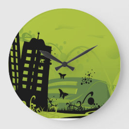 Reloj de pared de la ciudad verde