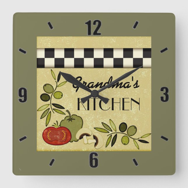 reloj de pared de la cocina a cuadros del personal (Anverso)