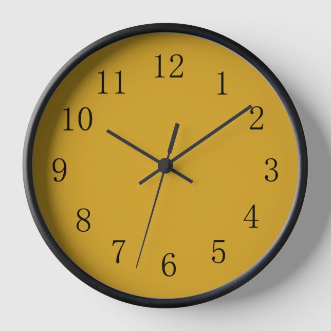 Reloj de pared de la cocina amarilla de color dora (Anverso)