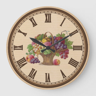 Reloj de pared de la cocina de cesta de frutas