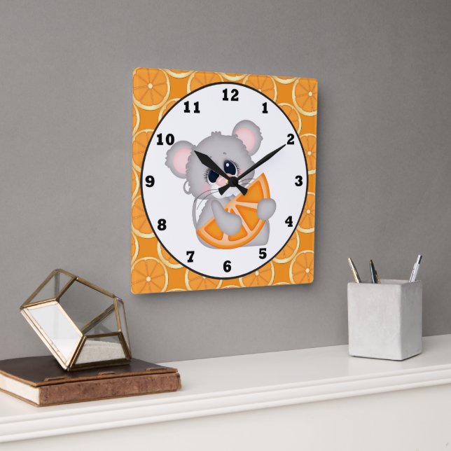 Reloj de pared de la cocina del ratón del naranja (Oficina)