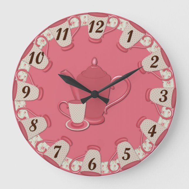 Reloj de pared de la Copa de Tea Shabby (Anverso)