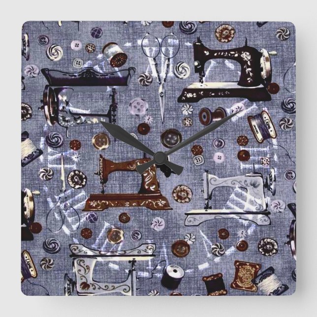 Reloj de pared de la costurera de las máquinas de (Anverso)