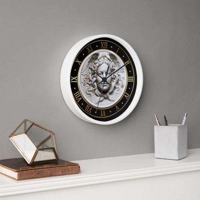 Reloj de pared de la diosa griega Medusa Gorgon bl (Oficina)