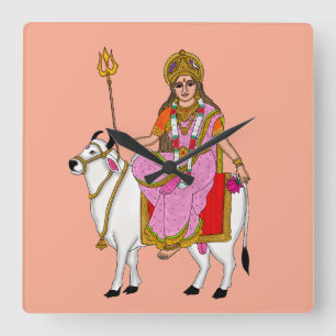 Reloj de pared de la diosa Shailputri