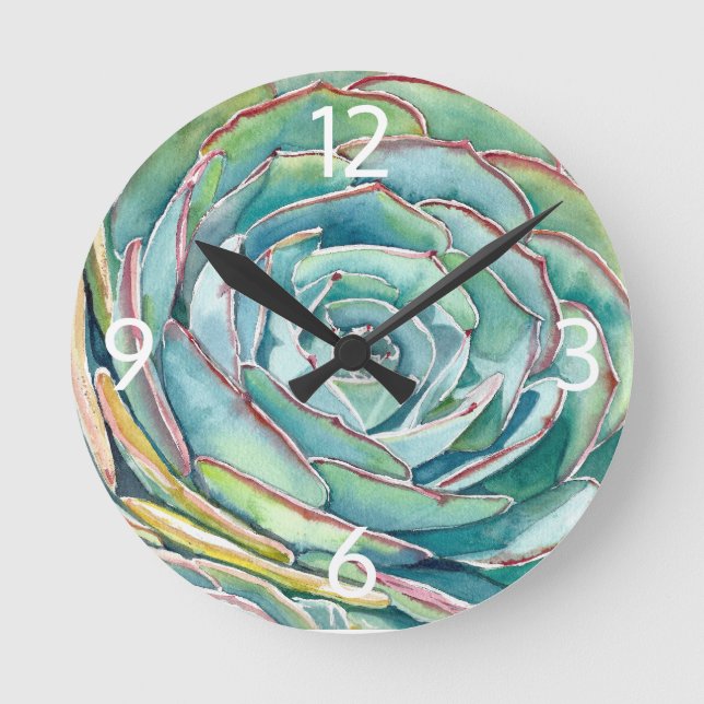 Reloj de pared de la echeveria azul (Anverso)