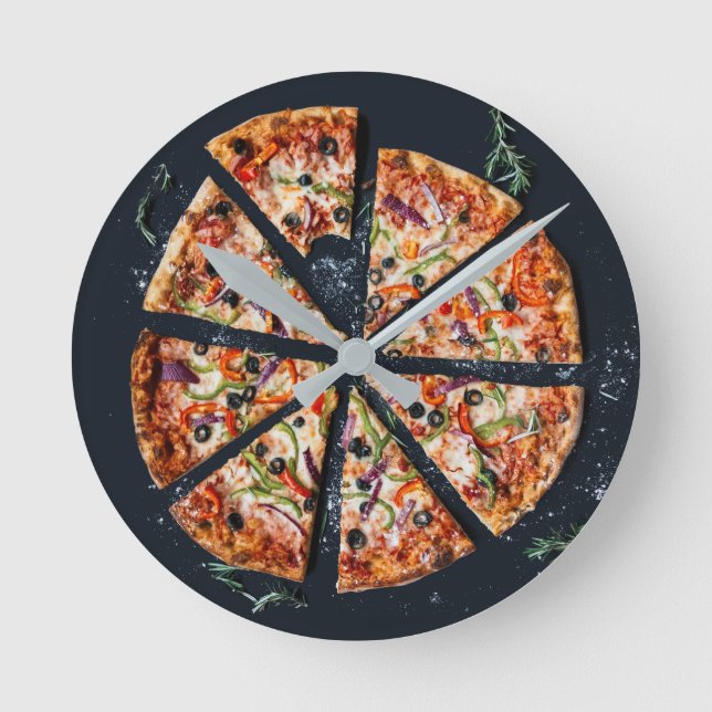 Reloj de pared de la empanada de pizza (Anverso)