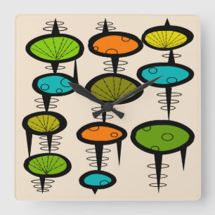 Reloj de pared de la era espacial de los mediados