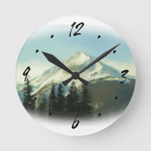 Reloj de pared de la escena de la montaña de