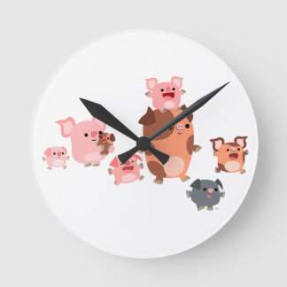 Reloj de pared de la familia de cerdos de Personal