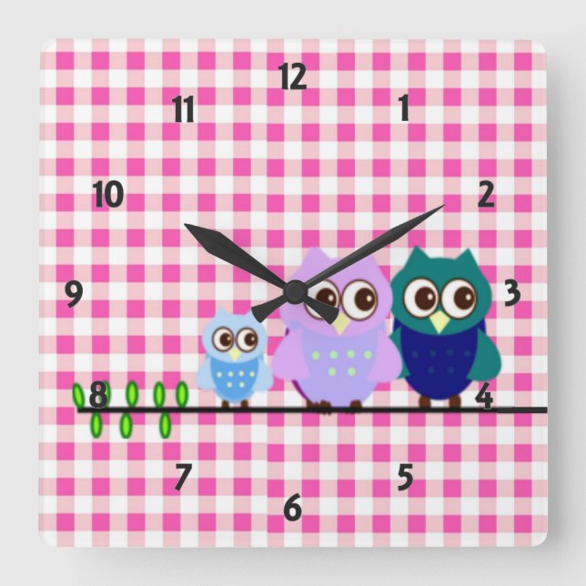 Reloj de pared de la familia Owls (Anverso)