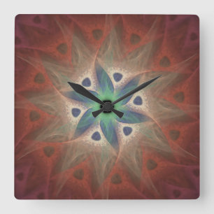 Reloj de pared de la flor de la turquesa sin