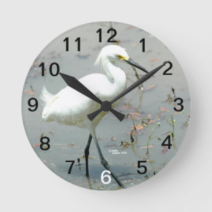 Reloj de pared de la garza blanca