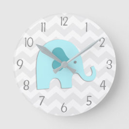 Reloj de pared de la guardería de elefante gris Aq