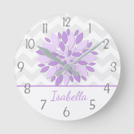 Reloj de pared de la guardería de flores de Dahlia